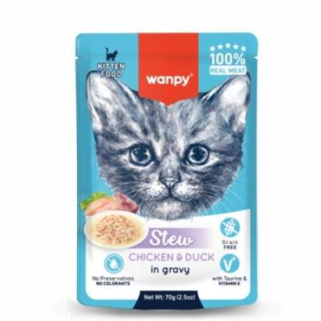 Wanpy Stew Gravy Pouch Tavuklu ve Ördekli Yavru Yaş Kedi Maması 70 gr