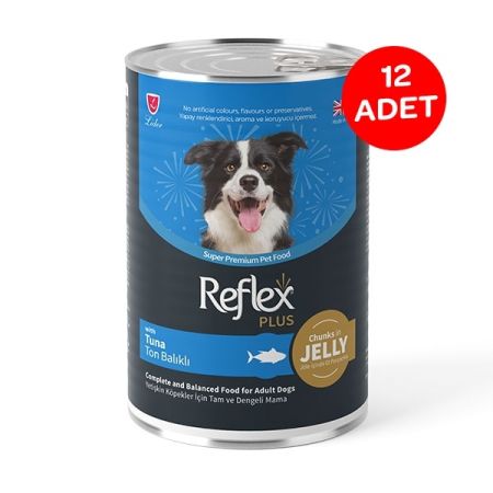 Reflex Plus Jöle İçinde Et Parçacıklı Ton Balıklı Yetişkin Köpek Maması 400 gr X 12 Adet