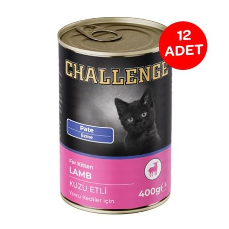 Challenge Kuzu Etli Yavru Kedi Yaş Maması Pate 400 gr X 12 Adet