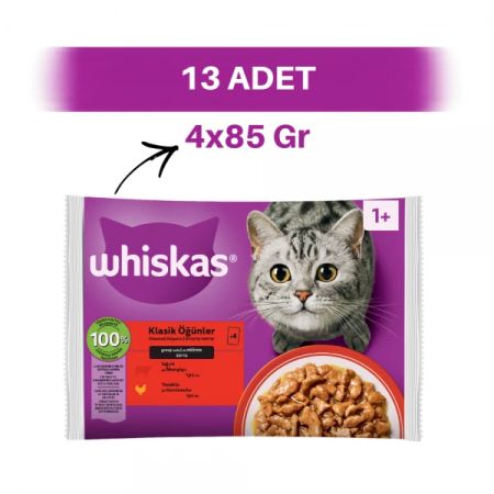 Whiskas Sığırlı ve Tavuklu Pouch Yetişkin Kedi Yaş Maması 13 x 4 x 85 gr