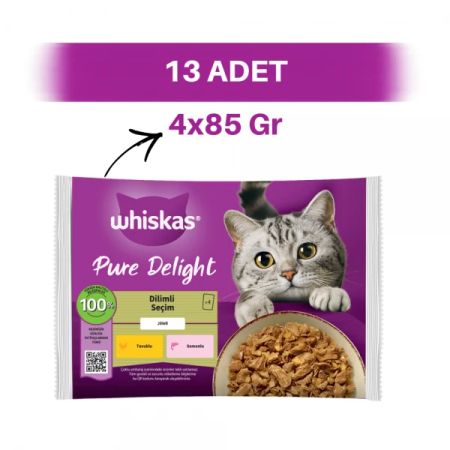 Whiskas Pure Delight Somonlu ve Tavuklu Pouch Yetişkin Kedi Yaş Maması 13 x 4 x 85 gr