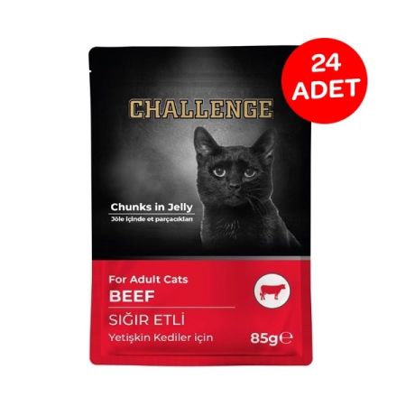Challenge Sığır Etli Yetişkin Pouch Yaş Kedi Maması 85 gr X 24 Adet