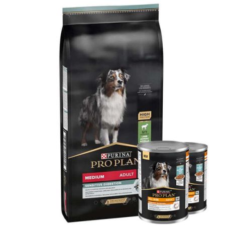 Pro Plan Kuzu Etli Hassas Sindirim Köpek Maması 10 Kg + 2 Adet Köpek Konservesi 400 Gr