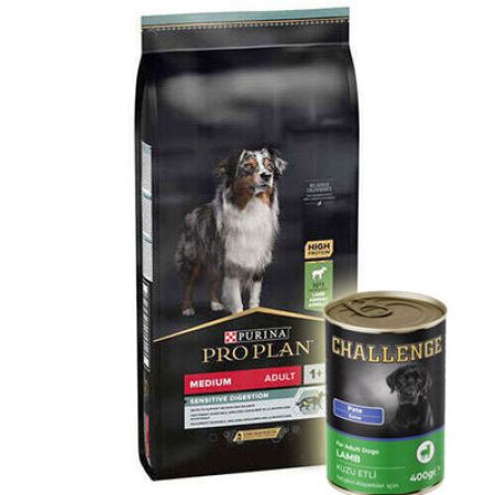 Pro Plan Kuzu Etli Hassas Sindirim Köpek Maması 10 Kg + 5 Adet 400 Gr Challenge Kuzu Konserve