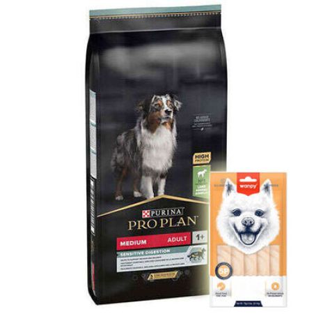 Pro Plan Kuzu Etli Hassas Sindirim Köpek Maması 10 Kg + Wanpy Creamy Treat 5x14 Gr