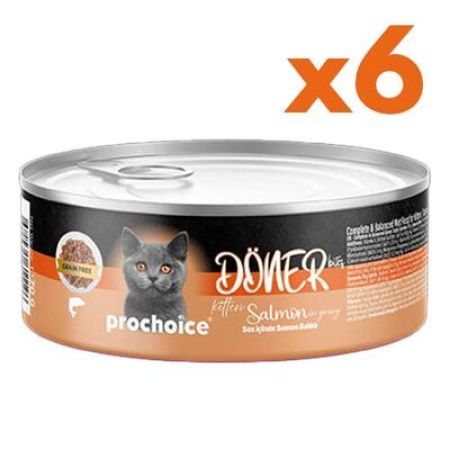 ProChoice DÖNER Bites Kitten Sos İçerisinde Somonlu Yavru Kedi Yaş Maması 70 Gr x 6 Adet
