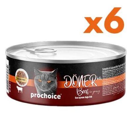 ProChoice DÖNER Bites Adult Sos İçerisinde Dana Etli (Biftekli) Kedi Yaş Maması 70 Gr x 6 Adet