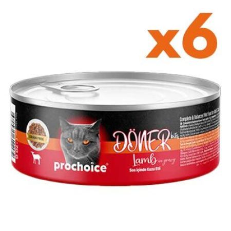 ProChoice DÖNER Bites Adult Sos İçerisinde Kuzulu Kedi Yaş Maması 70 Gr x 6 Adet
