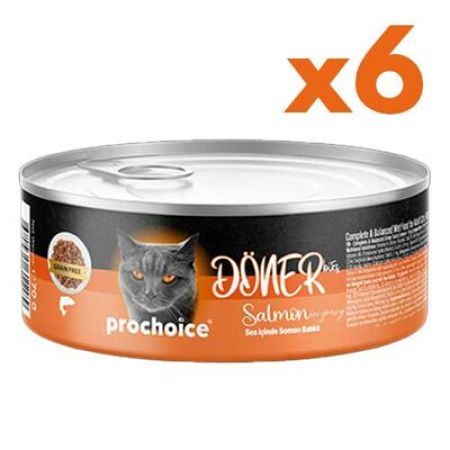ProChoice DÖNER Bites Adult Sos İçerisinde Somonlu Kedi Yaş Maması 70 Gr X 6 Adet