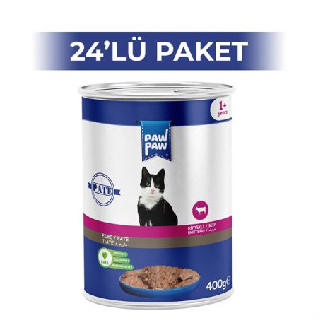 Paw Paw Pate Biftekli Yetişkin Kedi Konservesi 400 gr 24 Adet