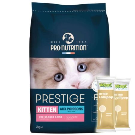 Pro Nutrition Prestige Kitten Balıklı Yavru Kedi Maması 2 Kg + 2 Adet Wooc Lolipop Ödül