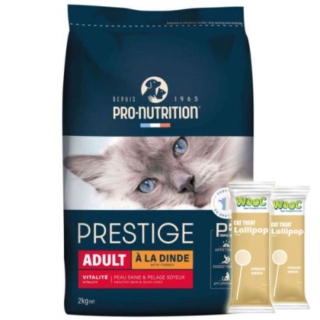 Pro Nutrition Prestige Dinde Hindi Etli Kedi Maması 2 Kg + 2 Adet Wooc Lolipop Ödül