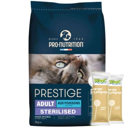 Pro Nutrition Prestige Sterilised Balıklı Kısırlaştırılmış Kedi Maması 2 Kg + 2 Adet Wooc Lolipop Ödül