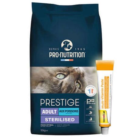 Pro Nutrition Prestige Sterilised Balıklı Kısırlaştırılmış Kedi Maması 10 Kg + Gimcat 20 Gr Multivitamin Paste