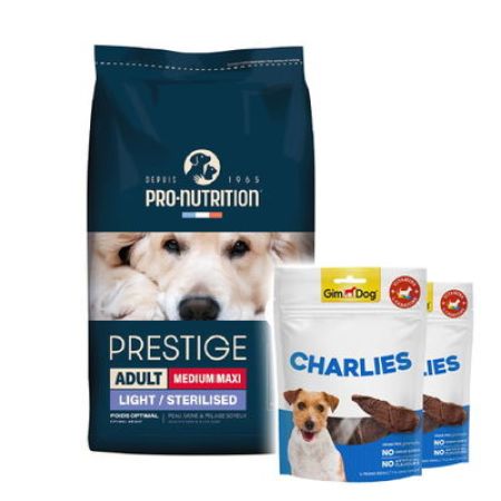 Pro Nutrition Prestige Light Sterilised Yetişkin Köpek Maması 15 Kg + 2 Adet Gimdog 70 Gr Köpek Ödülü