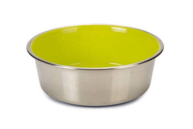 Beeztees Köpek Mama Su Kabı, Paslanmaz Çelik, İçi Sarı, 20cm, 1,9L
