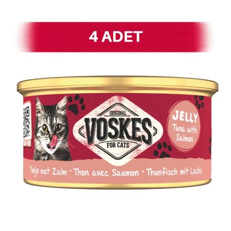 Voskes Jöle İçinde Ton Balıklı ve Somonlu Yetişkin Kedi Konservesi 4 x 85 gr