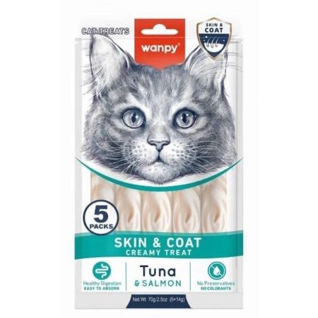 Wanpy Creamy Skin & Coath Somonlu Ve Ton Balıklı Krema Kedi Ödülü 5 Adet (14 gr)