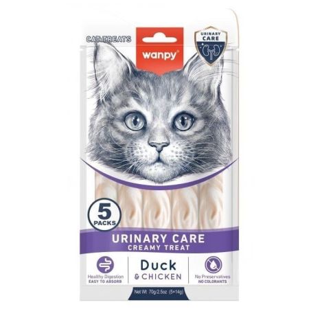Wanpy Creamy Urinary Care Morina Ördekli Ve Tavuklu Krema Kedi Ödülü 5 Adet (14 gr)