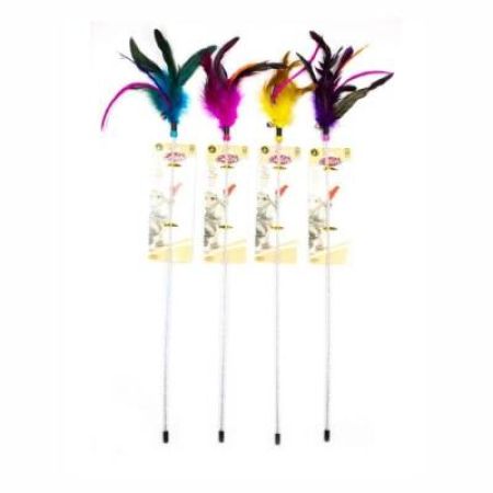 Catlife Zilli Tüylü Kedi Oltası Oyuncağı Karışık Renk 55 Cm