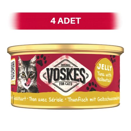 Voskes Jöle İçinde Ton Balıklı ve Sarı Kuyruklu Yetişkin Kedi Konservesi 4 x 85 gr