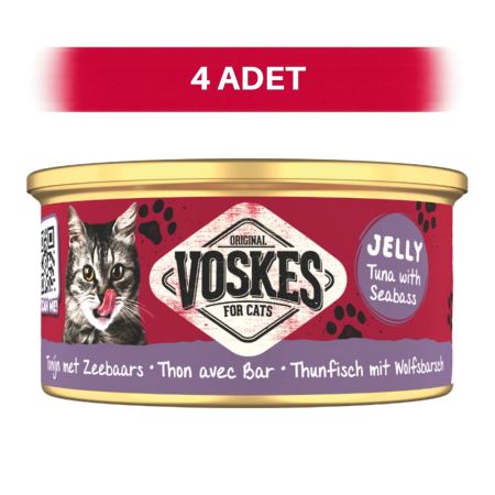 Voskes Jöle İçinde Ton Balıklı ve Levrekli Yetişkin Kedi Konservesi 4 x 85 gr