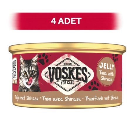 Voskes Jöle İçinde Ton Balığı ve Şirasulu Yetişkin Kedi Konservesi 4 x 85 gr