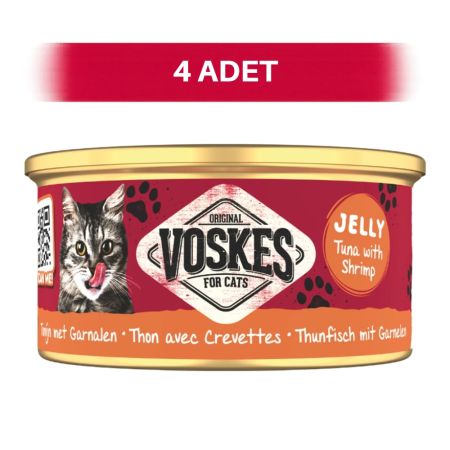Voskes Jöle İçinde Ton Balığı ve Karidesli Yetişkin Kedi Konservesi 4 x 85 gr