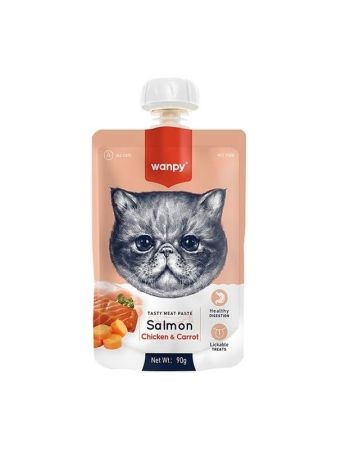 Wanpy Taze Somonlu, Tavuklu ve Havuçlu Ezme Kedi Ödül Maması 90 gr