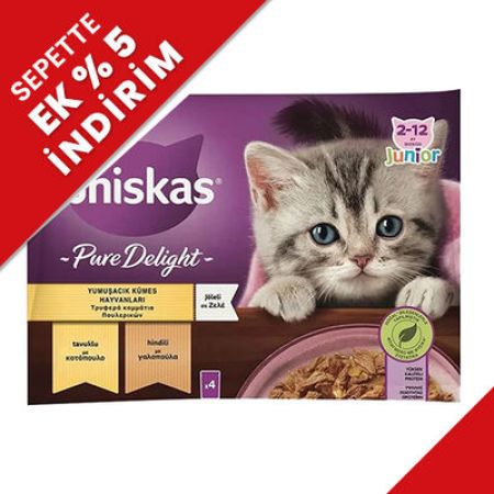 Whiskas Junior Pouch Pure Delight Kümes Hayvanlı Yavru Kedi Yaş Maması 4 Adet x 85 Gr
