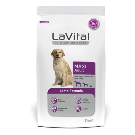 LaVital Büyük Irk Yetişkin Kuru Köpek Maması (Maxi Adult) Kuzu Etli 3 Kg