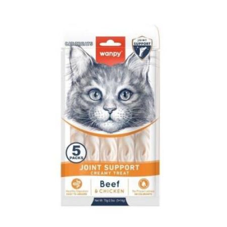 Wanpy Bone Support Sığır Eti ve Tavulu Sıvı Krema Kedi Ödülü 5x14 Gr