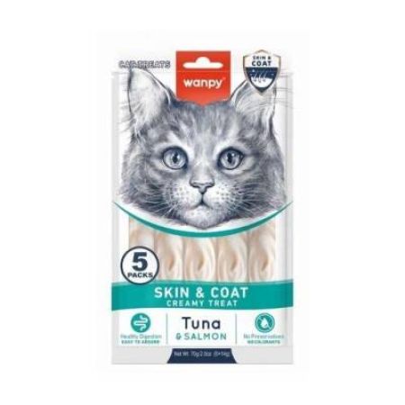 Wanpy Skin&Coat Ton Balığı ve Somonlu Sıvı Krema Kedi Ödülü 5x14 Gr