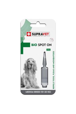 Supravet Orta Irk Köpek Deri Ve Tüy Bakım Yağı Bit Pire Kene Damlası 10-20 Kg 2 Adet x 3 ml