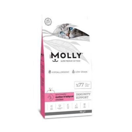 Molly Düşük Tahıllı Hypoallergenic Tavuklu Anne ve Yavru Kedi Maması 15 Kg