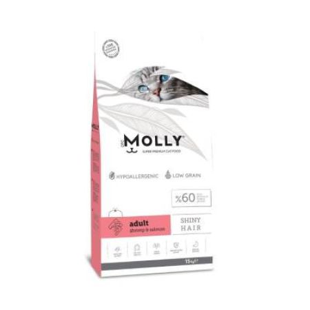 Molly Düşük Tahıllı Hypoallergenic Karidesli ve Somonlu Yetişkin Kedi Maması 15 Kg