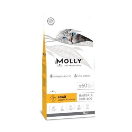 Molly Düşük Tahıllı Hypoallergenic Tavuklu ve Hamsili Yetişkin Kedi Maması 15 Kg