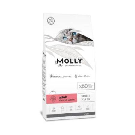 Molly Düşük Tahıllı Hypoallergenic Karidesli ve Somonlu Yetişkin Kedi Maması 2 Kg