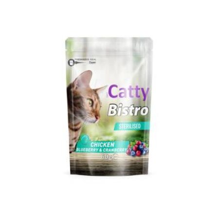 Catty Bistro Tavuklu Yaban Mersinli ve Kızılcıklı Kısırlaştırılmış Kedi Ödül Maması 60 Gr