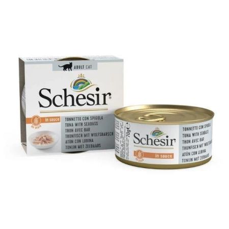 Schesir Sos İçinde Ton Balıklı Ve Levrekli Tahılsız Yetişkin Kedi Konservesi 85 g