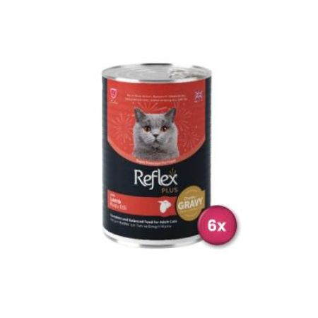 Reflex Plus Sos İçinde Et Parçacıklı Kuzulu Yetişkin Kedi Konservesi 400 Gr X 6 Adet