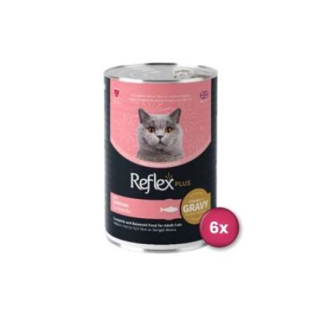 Reflex Plus Sos İçinde Et Parçacıklı Somonlu Yetişkin Kedi Konservesi 400 Gr X 6 Adet