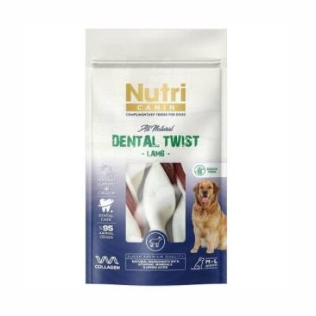 Nutri Canin Dental Twist Kuzu Etli Diş Sağlığı Köpek Ödülü 120 Gr