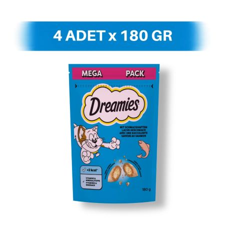 Dreamies Mega Paket Somon Dolgulu Bisküvi Kedi Ödül Maması 4 x 180 gr