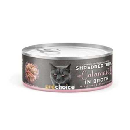 Prochoice Özel Sos İçerisinde Tiftiklenmiş Taze Ton Balıklı Ve Kalamarlı Yetişkin Kedi Konservesi 70 gr