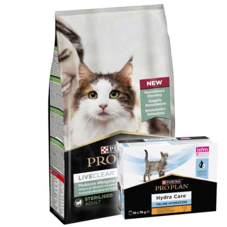 Pro Plan Live Clear Sterilised Hindi Kısırlaştırılmış Kedi Maması 7 Kg + Hydra Care Yaş Mama 75 Gr x 10 Adet