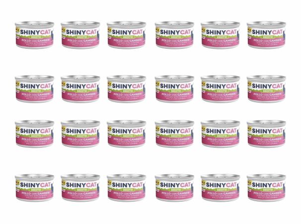GimCat Shinycat Broth Karidesli Ve Tavuklu Konserve Kedi Maması 70 Gr (24 Adet)