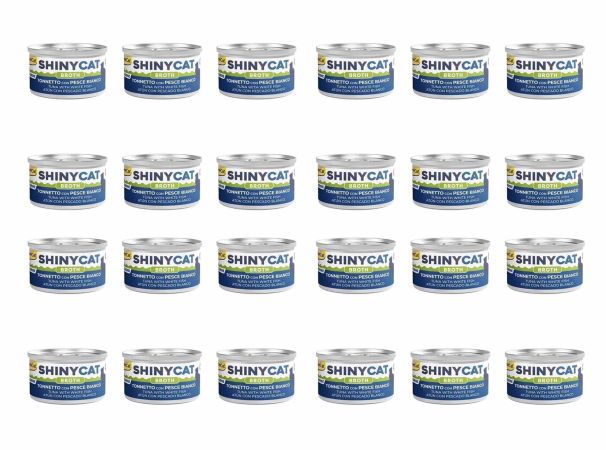 GimCat Shinycat Broth Beyaz Balıklı Ton Balıklı Konserve Kedi Maması 70 Gr (24 Adet)