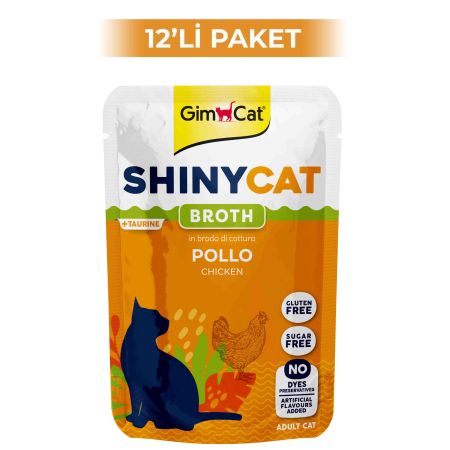 GimCat Shinycat Broth Tavuklu Pouch Konserve Kedi Maması 70 Gr (12 Adet)