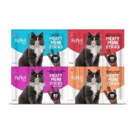 Reflex Plus Mini Mix Somonlu Kuzulu Biftekli ve Kısır Tavuklu Kedi Ödül Maması 40 gr 20'li